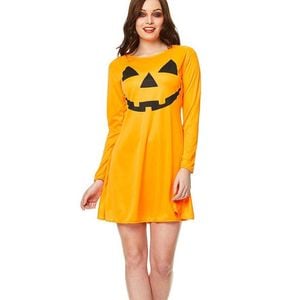 Pumpkin Face Womens Plus Size Halloween Costume Dress - Xlarge