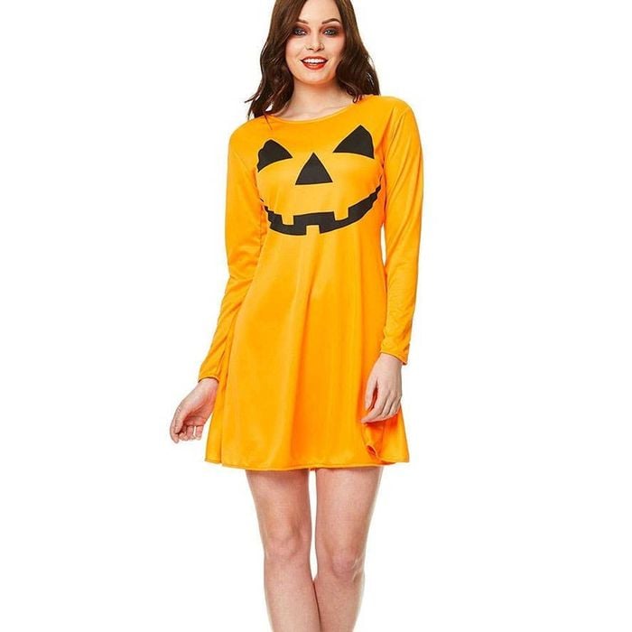 Pumpkin Face Womens Plus Size Halloween Costume Dress - Xlarge