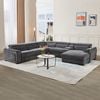 Grey Corner Sofa Chaise Electric Recliner with Manual Headrest Cup-holder Charging Point Lighting