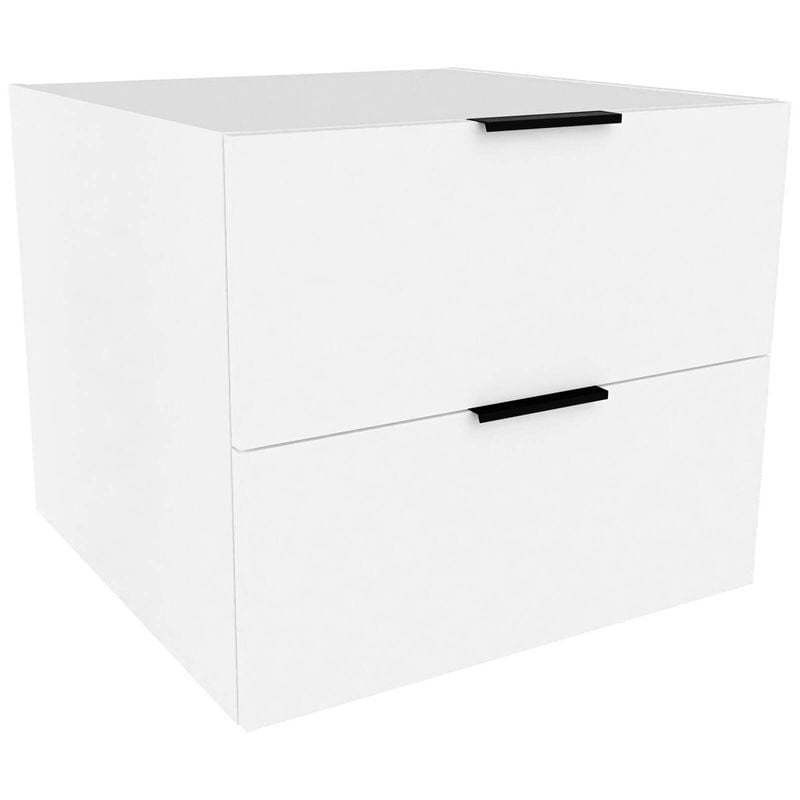 Lugna 512 x 600 x 580mm White 2 Drawer Storage Cabinet - White