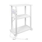 Viviendo Smart Side Table Bedside End with Charging Station USB Ports and Power Outlets White - Side Table | 62cm | 20cm