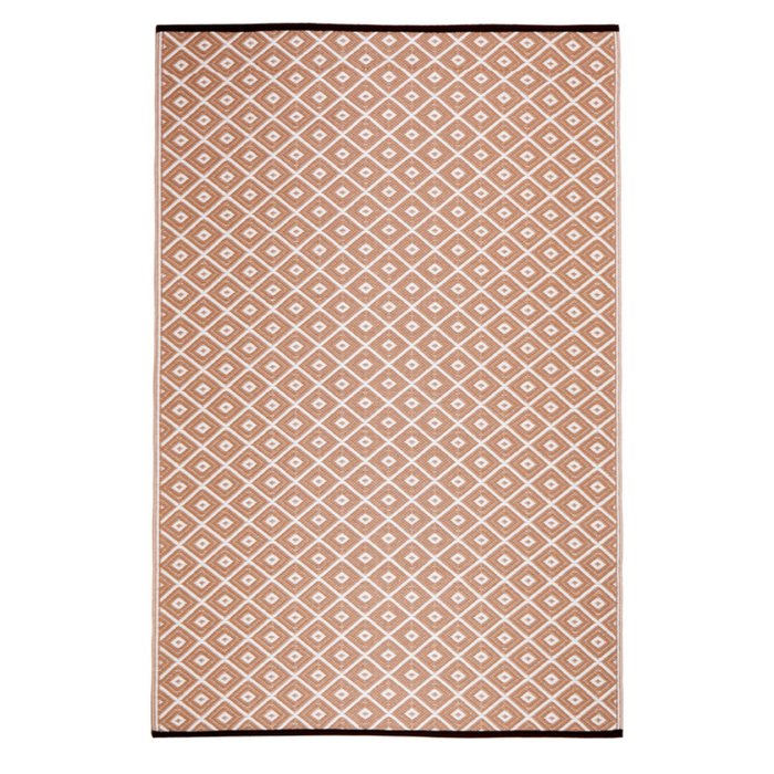 Fab Habitat 270x270cm Beige And White Kimberley Diamond Recycled Plastic Reversible Outdoor Rug
