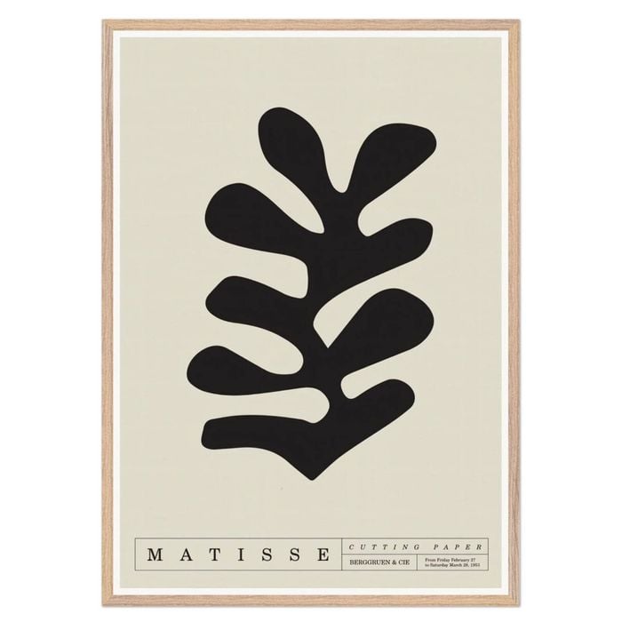 Galrie Henri Matisse Bold Black Cutout Art Print Modern Minimalist Decor, Wood Frame, 50 x 70cm (20 x 28inch)