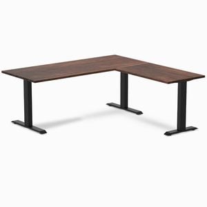 Desky Fixed Height American Rustic Pine Softwood L-shape Office Desk 1800x1750mm Matte Black Frame
