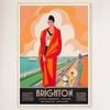 Galrie Brighton Vintage Travel Poster by Roger Broders Charming English Seaside Art, Wood Frame, A0 84 x 119cm (33 x 47inch)