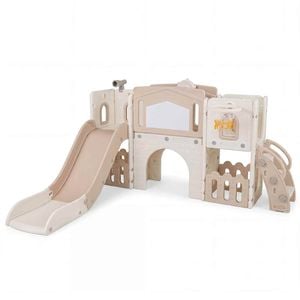 Costway 9 in 1 Slide Set Kid Climber Playset Basketball Hoop Telescope