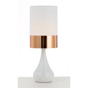 Telbix Akira Modern Table Desk Lamp Light Fabric Ceramic Copper White