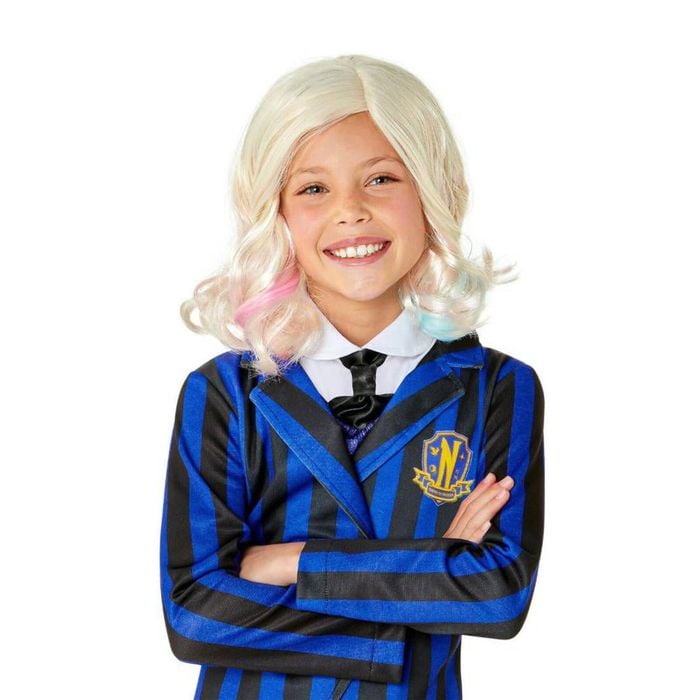 Enid Sinclair Wig for Kids Blonde with Pink and Blue Highlights, CHILD