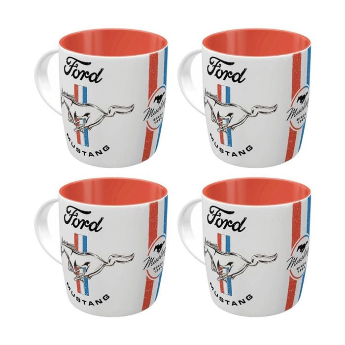 4x Nostalgic-art Ceramic Coffee Mug Ford Mustang Car Lover Gift 330ml