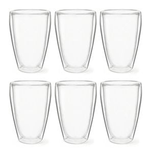 6pc Coffee Culture Moka 350ml Double Wall Beverage Coffee/Tea Cup Clear