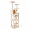 Costway 168cm Cat Tree Tower 2perch Hammock Condo Sisal-coated Scratching