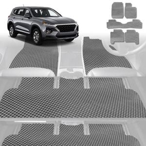 6D Diamond Car Floor Mats for Hyundai Santa Fe 2019-Current-Ultimate Set-Grey-Outback GT