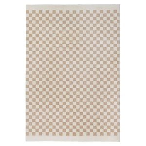 Loopsie-400cm X 300cm-jazine Cream And Brown Chequered Washable Rug