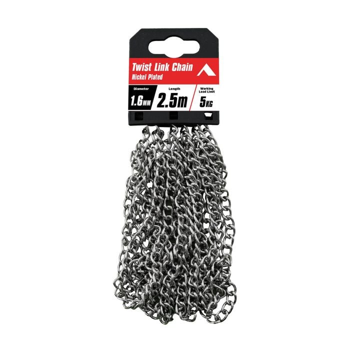Pinnacle 1.6mm x 2.5m Nickel Plated Twist Link Chain