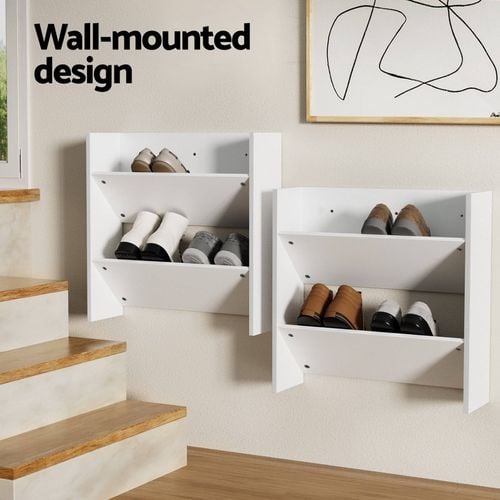 2 Tier Artiss Shoe Storage Rack White Bunnings Australia