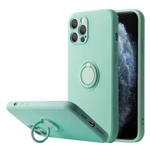 Ring Stand Case Shockproof Magnet Silicone Cover - For Apple iPhone 13 Mini (Cyan)