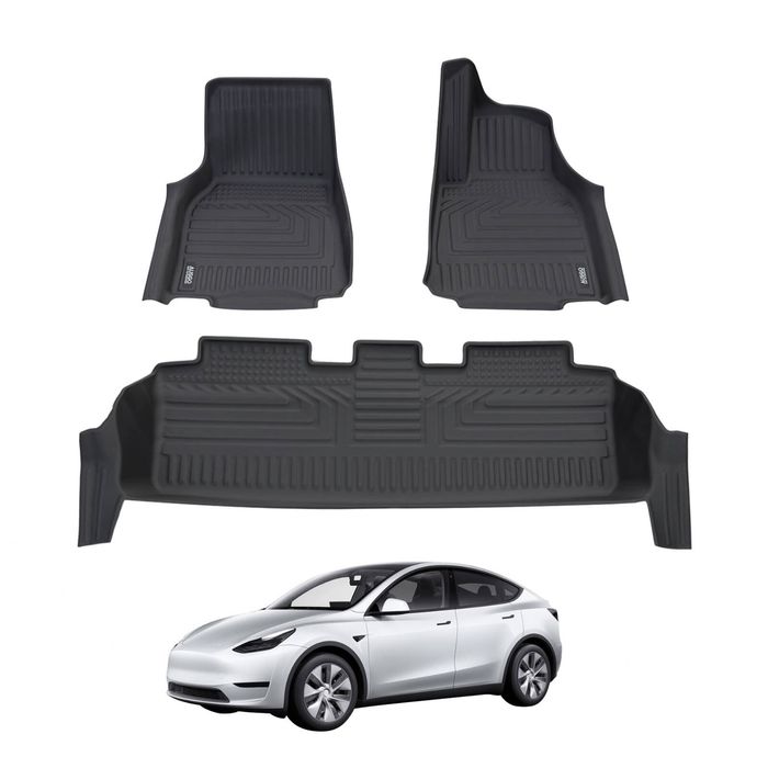 AUSGO Car Floor Mats for Tesla Model Y 2022-2025 All-Weather Floor Liners