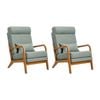 Oikiture Set of 2 Armchair Linen Fabric Lounge Chair with Lumbar Pillow