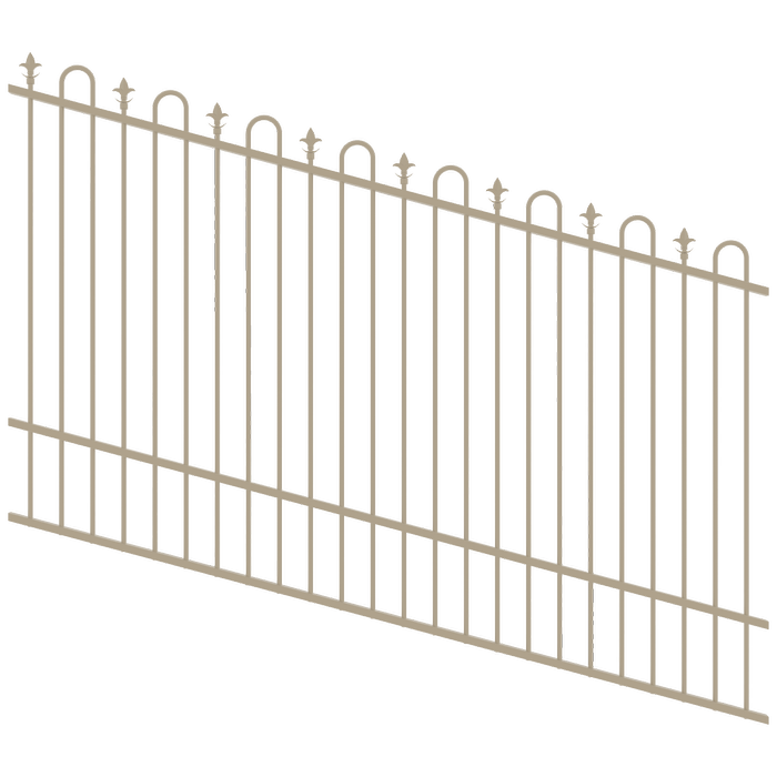 ProtectorAl 1201-2400W x 1500H Paperbark Loop & Spear Top Pool Fence Panel Raked Up to 15º