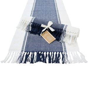LVD Stonewashed Chambray Cotton Atlanta Table Runner 40x180cm Navy Blue