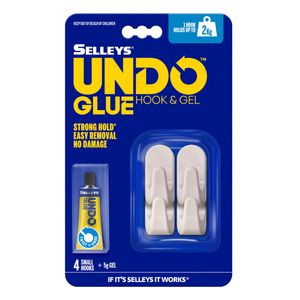 Selleys 4 Pack Small Undo Hook and Glue