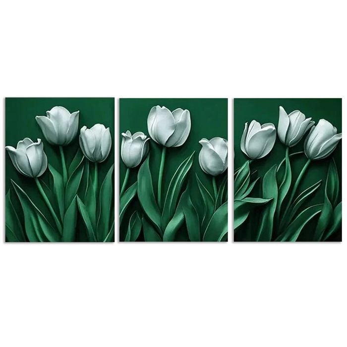 3pcs Visual effects Tulip Art Painting Print 100% Australian Made 3 x 40x60cm (Metal Print)