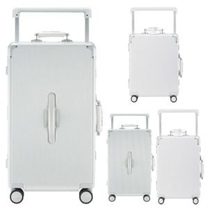 AIRWAY Aluminum Frame Luggage Family Set – 4-Piece Durable Travel Suitcase Collection White