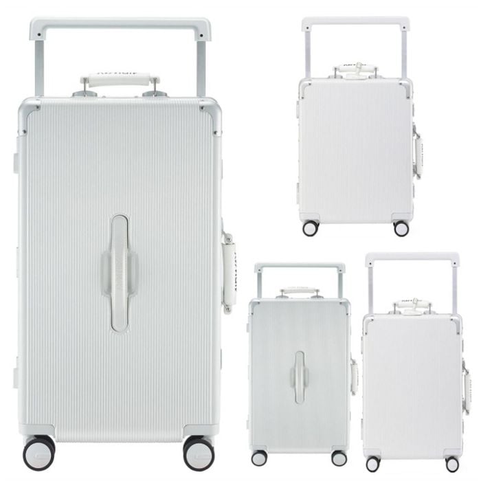 AIRWAY Aluminum Frame Luggage Family Set – 4-Piece Durable Travel Suitcase Collection White