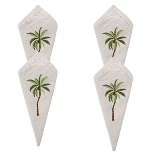 4PK LVD Stonewashed Chambray Cotton Reusable Table Napkin 45x45cm Palm