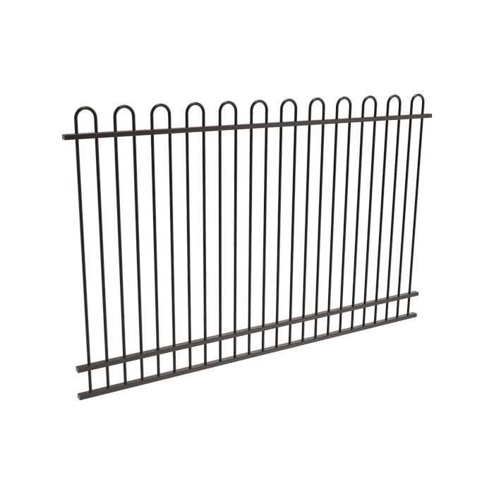 ProtectorAl 2400 x 1500mm Black Aluminium Loop Top Pool Fence Panel With Mid Rail