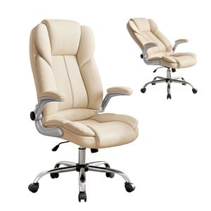 Artiss Ergonomic Office Chair Flip Up Arms Recliner Computer Gaming Chair Beige