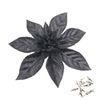 Catzon 12 Pcs Glitter Christmas Flowers with Clips Artificial Poinsettia-Black
