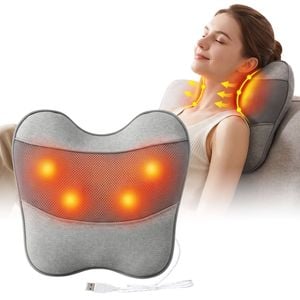 Livemor Usb Back Massager With Heat, Neck & Shoulder Massage Pillow For Pain Relief