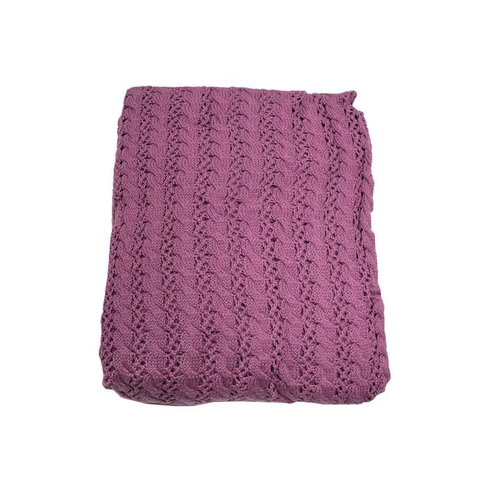 Bloomington Classic Knits Rose Knitted 100% Cotton Throw Rug 125 x 150cm