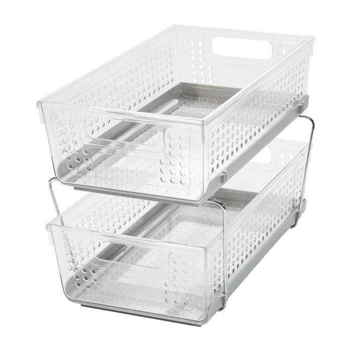 Madesmart Two Level Storage With Dividers - Frost Grey