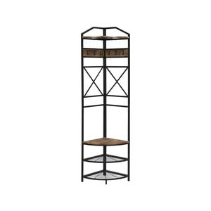 IHOMDEC Industrial Corner Hall Tree with Shoe Bench, Entryway Coat Rack Rustic Dark Brown