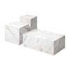 Oikiture Coffee Table Set of 3 Marble Effect White