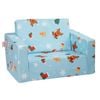 VEVOR 58.5x43.5x32cm Kids Sofa Sky Blue Foldable 2-in-1 Baby Lounger Couch Cartoon