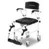 Equipmed Commode Shower Chair, Over Toilet or Bedside 136kg Capacity Aluminium frame with Wheels, Black