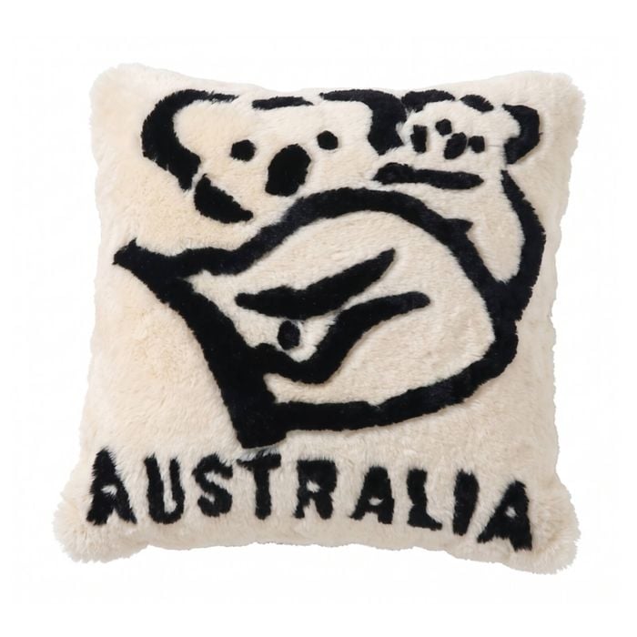 Huxford Grove Shorn Sheepskin Cushion Cover Koala W/ Baby Design White 45x45cm