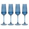 4pc Artcraft Matte Champagne Durable Glass Flute Decorated Drinkware 195ml Blue