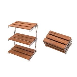 NNEOBA Portable 3-Tier Camping Rack Foldable Brown