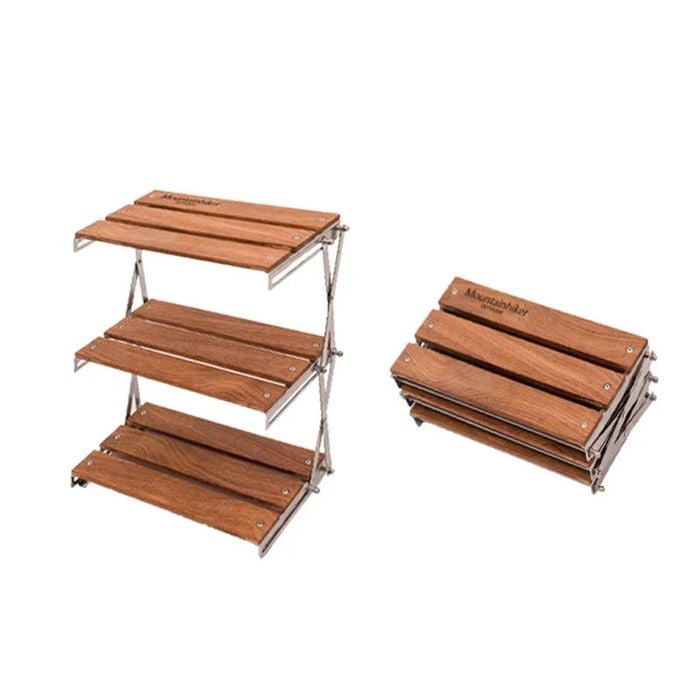 NNEOBA Portable 3-Tier Camping Rack Foldable Brown