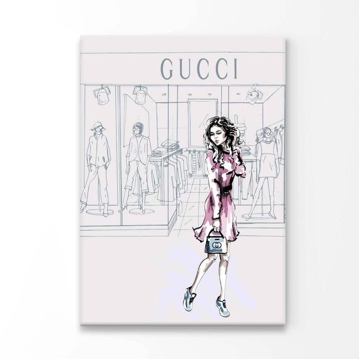 Modern Pink Lady Fashion Store Print 100% Australian Made 100x150cm (Stretched Canvas)