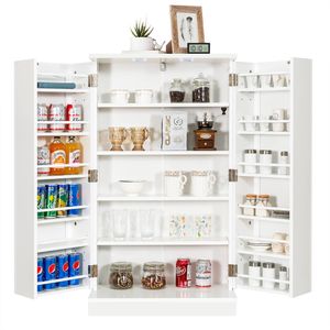 Costway 2-Door Storage Cabinet Kitchen Buffet Sideboard w/Adjustable Shelves White