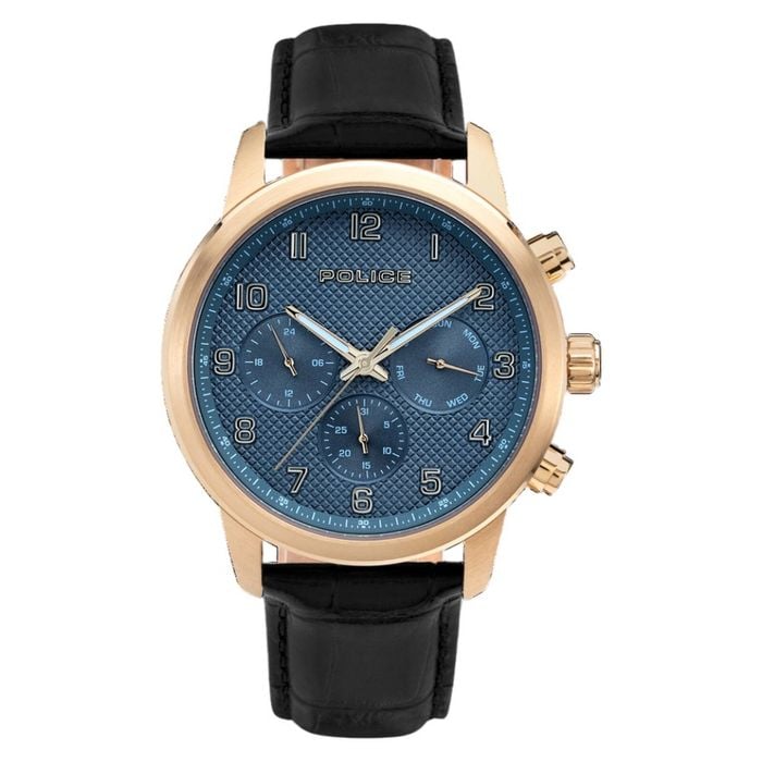 Police Leather Band Blue Dial Men's Watch (pewjf0030401- Setb)