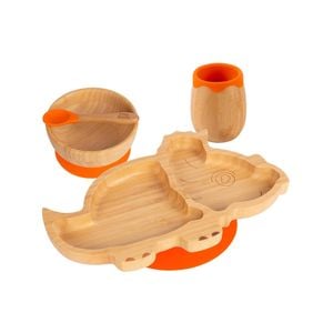 Tiny Dining 4pc Dinosaur Bamboo Suction Baby Feeding Set