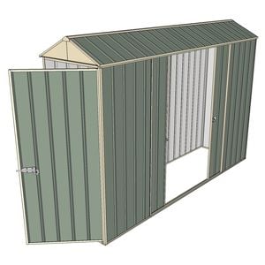 Build-a-Shed 0.8 x 3 x 2.1m Gable Single Hinged Door Shed with Double Sliding Side Door - Green