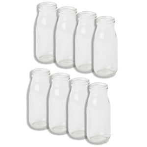 8PK E Style 14cm Glass Milk Bottle Home Decor - Clear