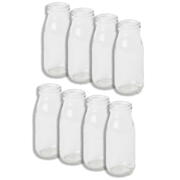 8PK E Style 14cm Glass Milk Bottle Home Decor - Clear